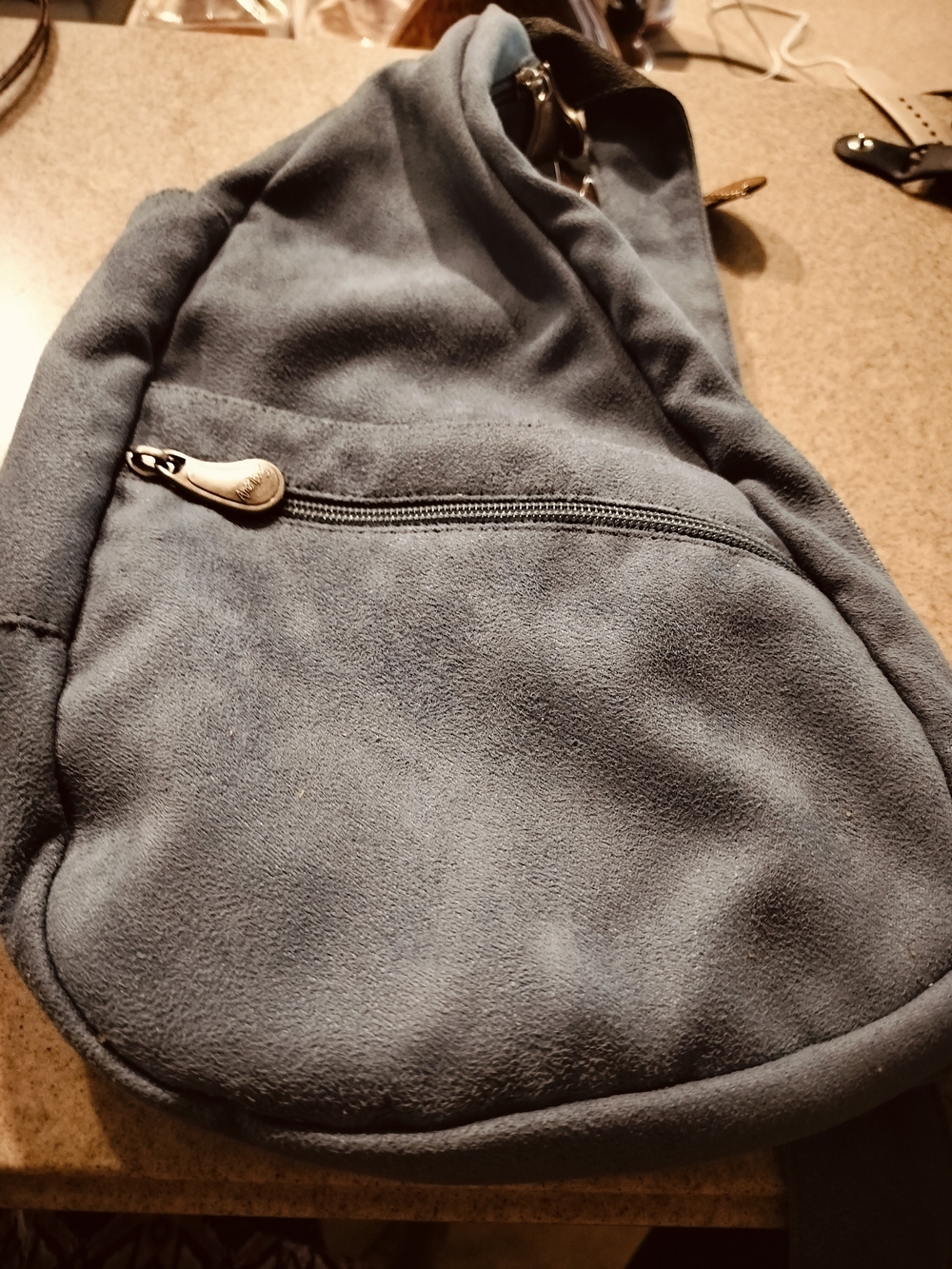 Wrangler Slate Blue Suede Sling Belt Bag